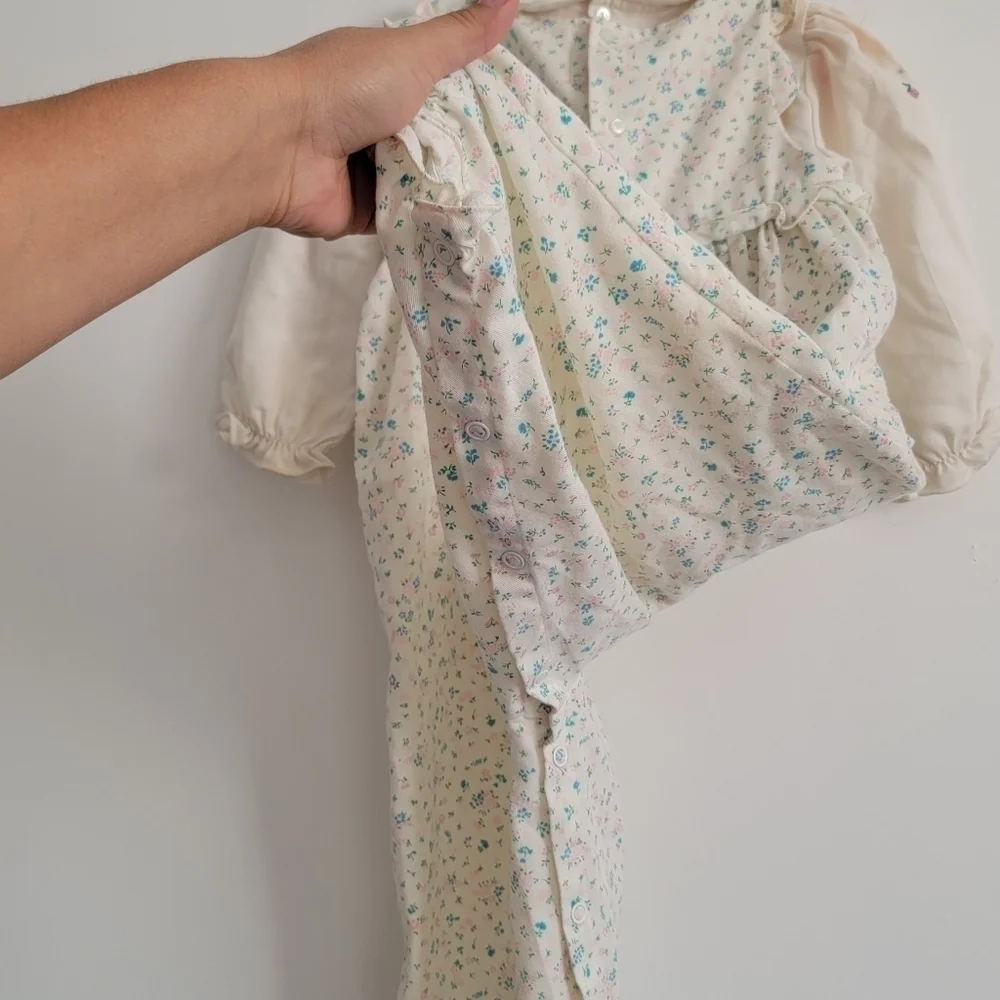 Vintage Rosey Kids 2 piece overalls and top 2T floral